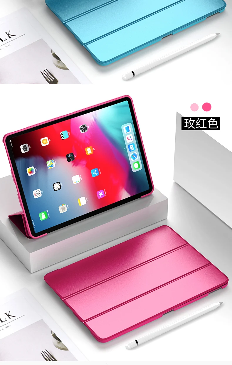Etui do iPada Pro 11 2018 PU skóry miękkiego silikonu tylna bardzo lekki ciężar Trifold Smart Cover dla ipada Pro 11 Cal Fundas -