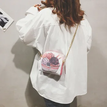 

Girls Mini Cute Cartoon Print Fashion Shoulder Handbags Women Female Canvas Zipper Chain Crossbody Messenger Phone Bags