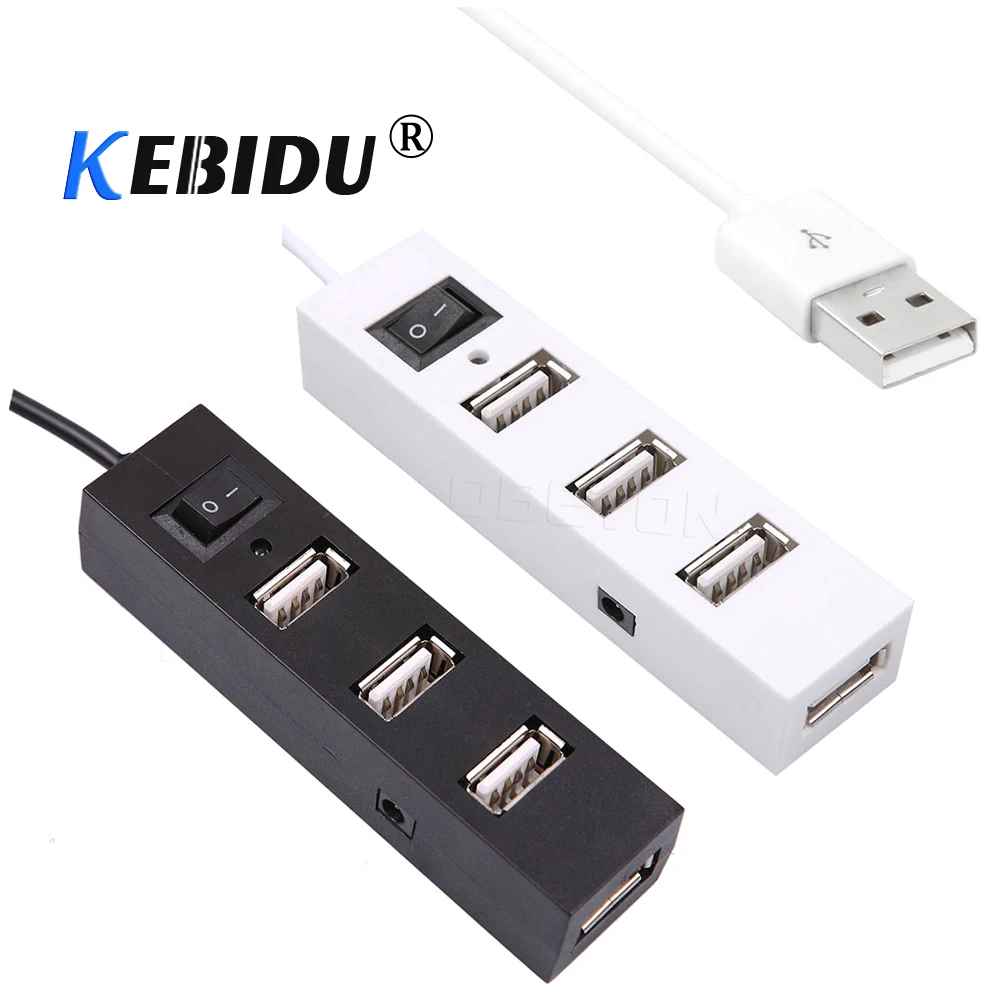 Kebidu внешний 4 порта Φ USB 9 1 переключатель вкл/выкл для Windows XP Vista 7 Mac OS втулки|USB-хабы|