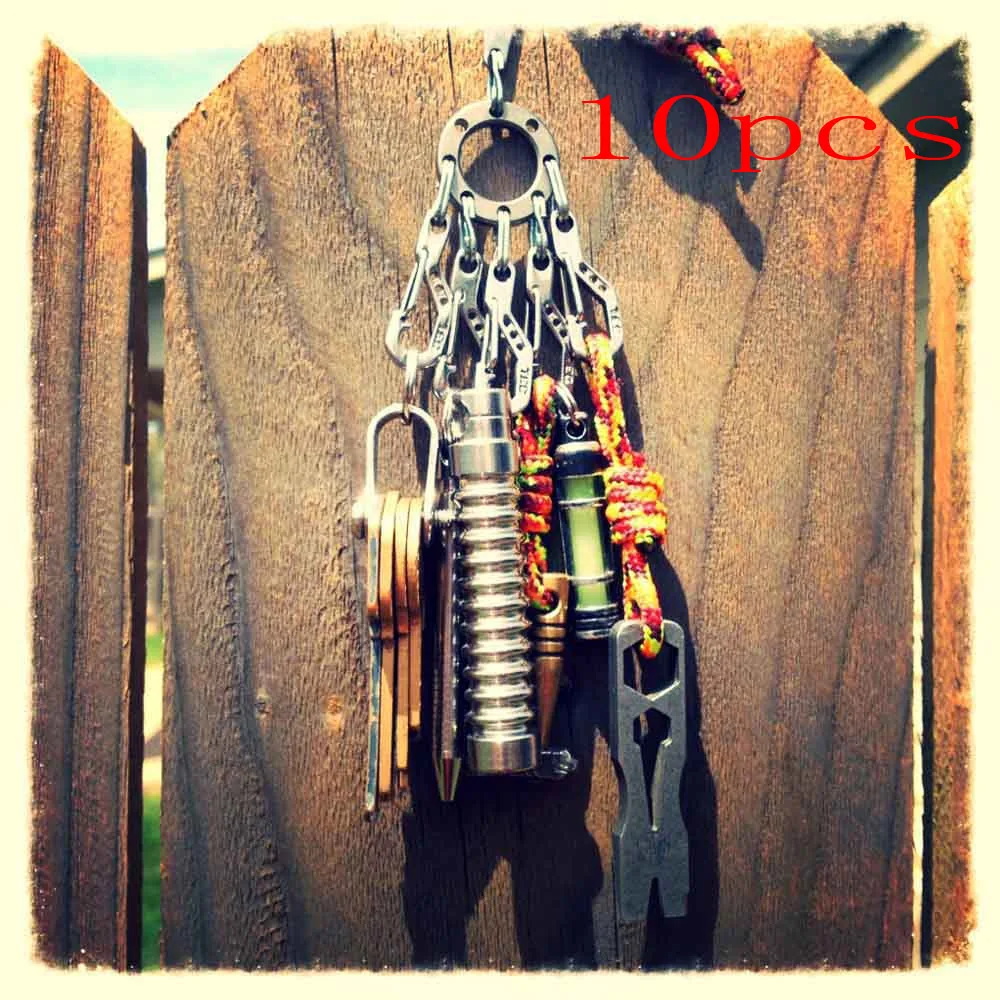 

Outdoor Stainless Steel Keychain Tactical Multi-purpose Key Chain Circular Keychain Clip Tool Survival Tools Camping Key Rings