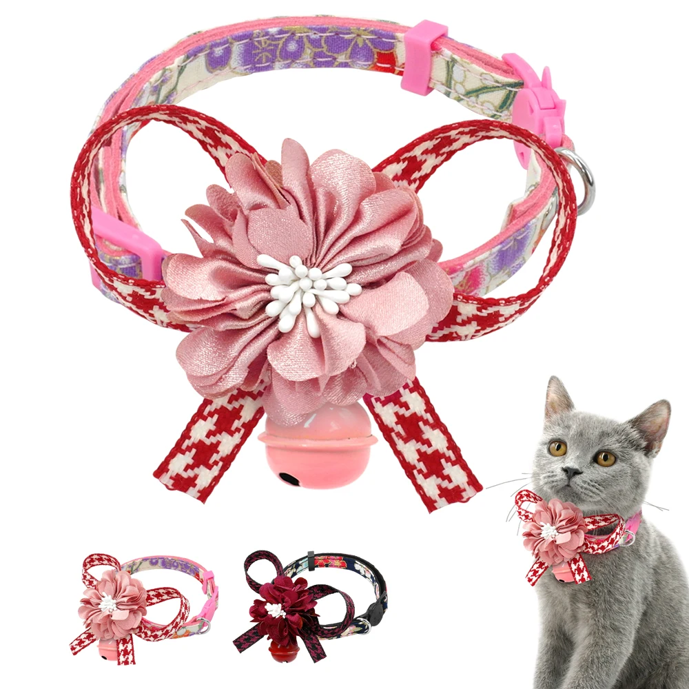 Cat Collar With Bell Quick Release Cat Safety Collars Cute Flower
