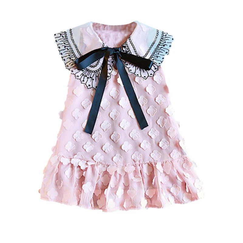 

Hot Summer baby Dresses Baby Girls Sleeveless Flower Pattern Casual Lace Mesh Dress Kids Toddler Princess Sundress