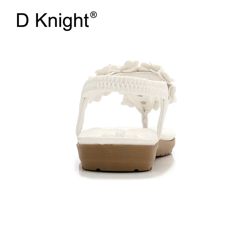 2018 Fashion Women Sandals Flowers Crystal Summer Gladiator Shoes Ladies Bohemia Shoes Woman Soft White Beach Shoes Flat Sandals (10)
