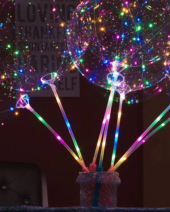20 шт./лот 20 дюймов гелиевый светящийся светодиодный шар прозрачные светящиеся шарики для свадебного украшения день рождения с ручным хвостовиком - Цвет: 20 package