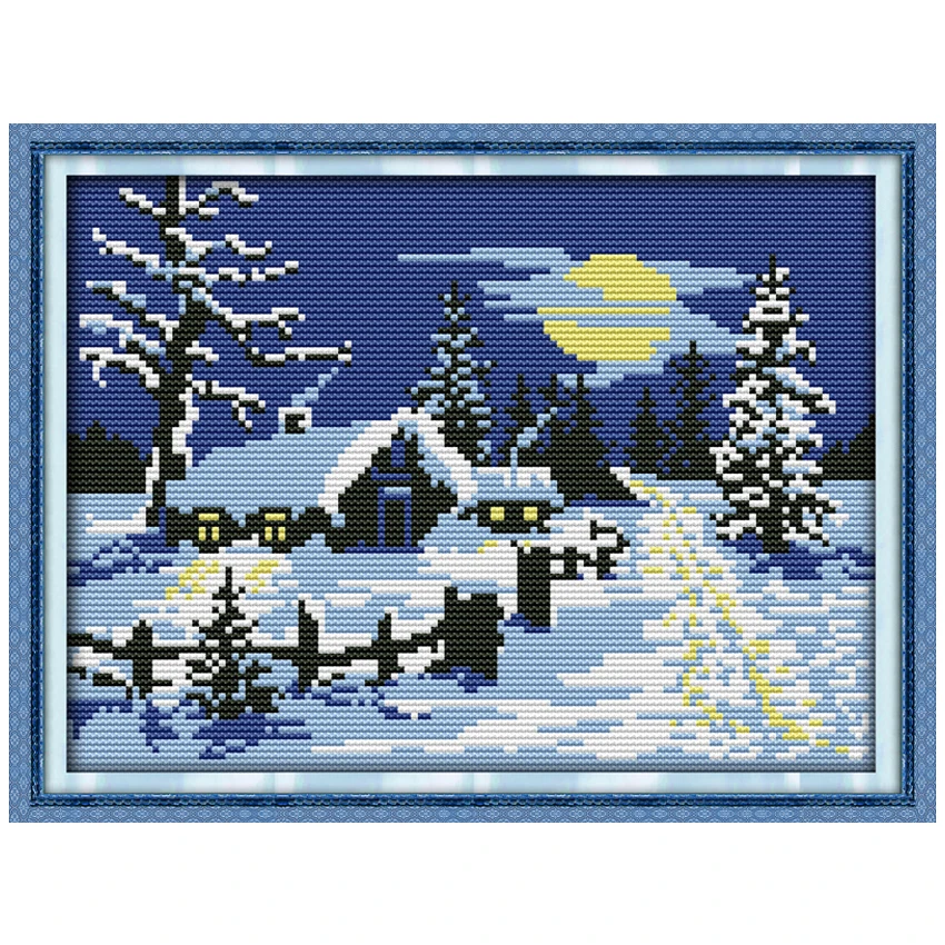 

Sun Snow Counted Cross Stitch 11CT printed 14CT Cross Stitch Landscape Cross Stitch Kit Embroidery for Home Decor Needlework