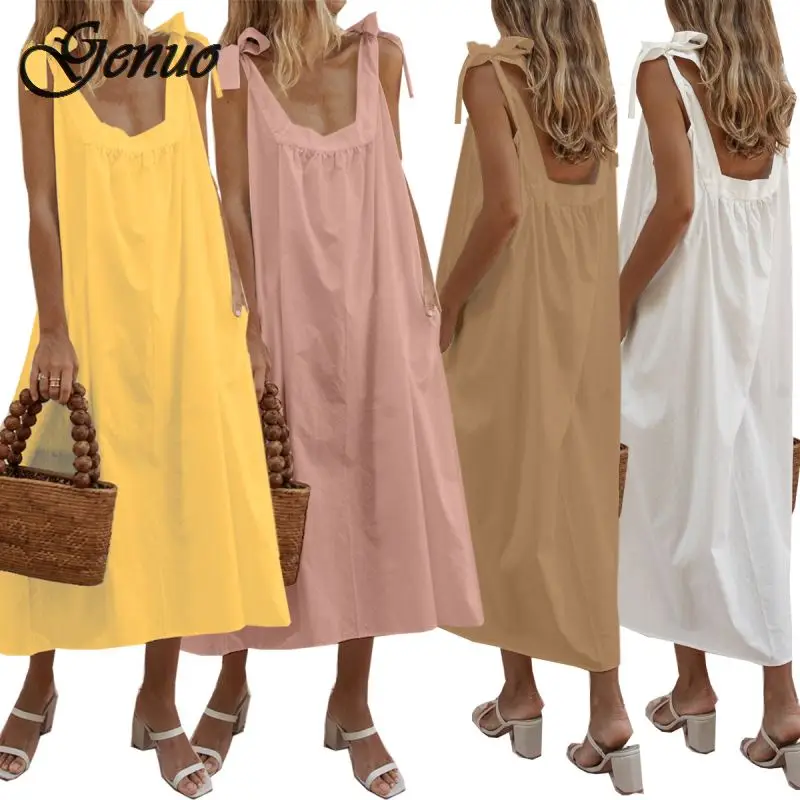 

2019 Women Maxi Long Dress 2019 Summer Sexy Sleeveless Square Neck Strap Party Dress Bohemian Holiday Vestidos S-5XL