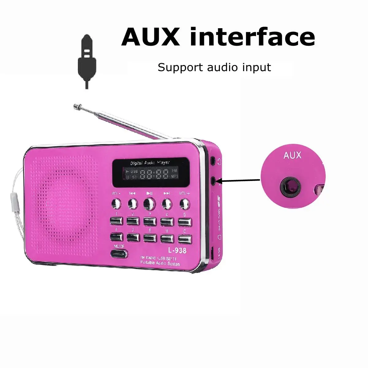 LEORY мини портативный радио FM Ручной цифровой FM MP3 AUX SD TF карта USB воспроизведение петля воспроизведения стерео громкоговоритель перезаряжаемый