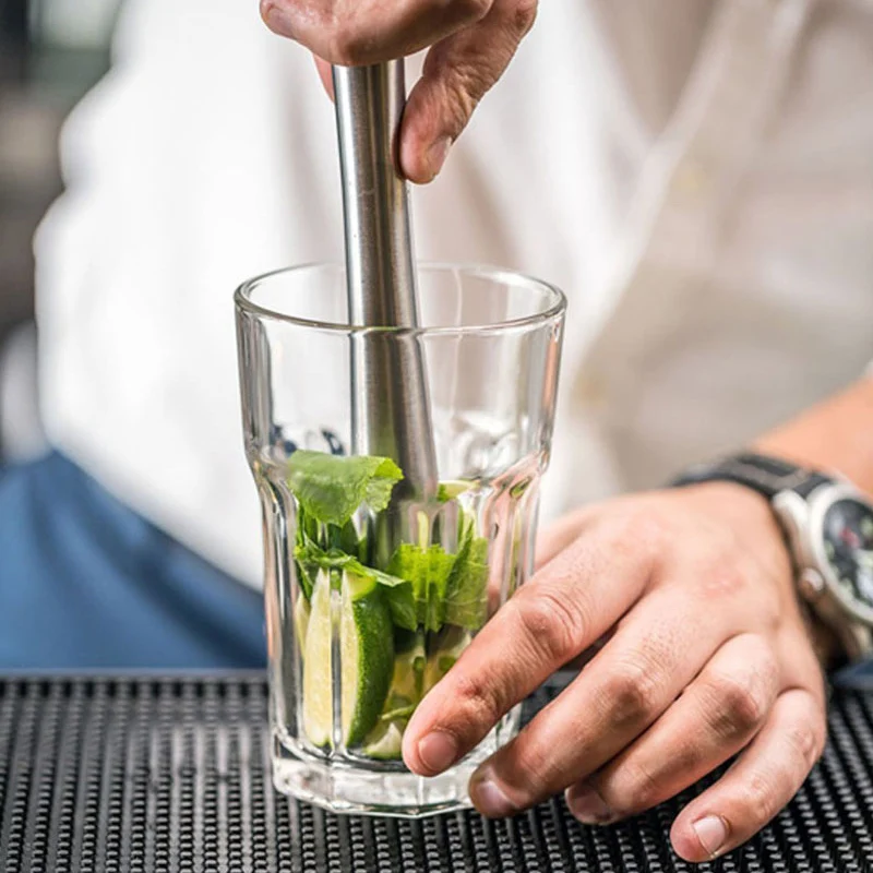 Stainless Steel Cocktail Muddlers Swizzle Stick Grooved Nylon Head Fruit Mojito Muddle Mixer DIY Drink Kitchen Bar Tools (3)