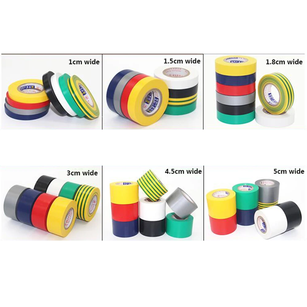 

18M 10mm Color electrical tape PVC wear-resistant flame retardant lead-free electrical insulating 15mm18mm waterproof color tape