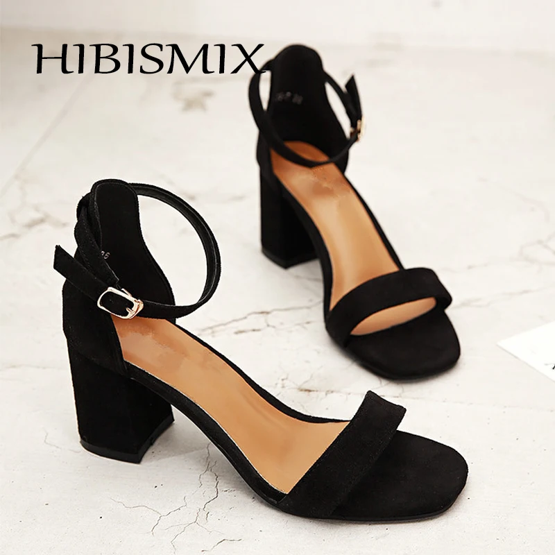 

HIBISMIX Women Ankle Strap Sandals 2 Styles Summer Mid Heels Shoes for Woman 2019 Casual Party Ladies Sandals 1322