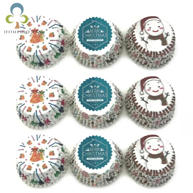 

100Pcs/Set Cupcake Case Paper Cups Christmas Cupcake Holder Liners Pastry Accessories Colorful DIY Cake Decorating Tools WYQ