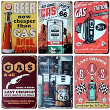 Горячая АЗС и бензин металлические знаки Ретро домашний винтажный Декор жестяная барная вывеска винтажные декоративные тарелки декоративное настенное украшение из металла