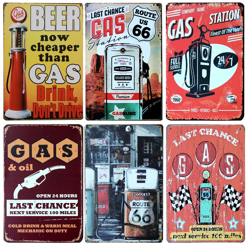 Hot Gas Station And Gasoline Vintage Metal Signs Home ...