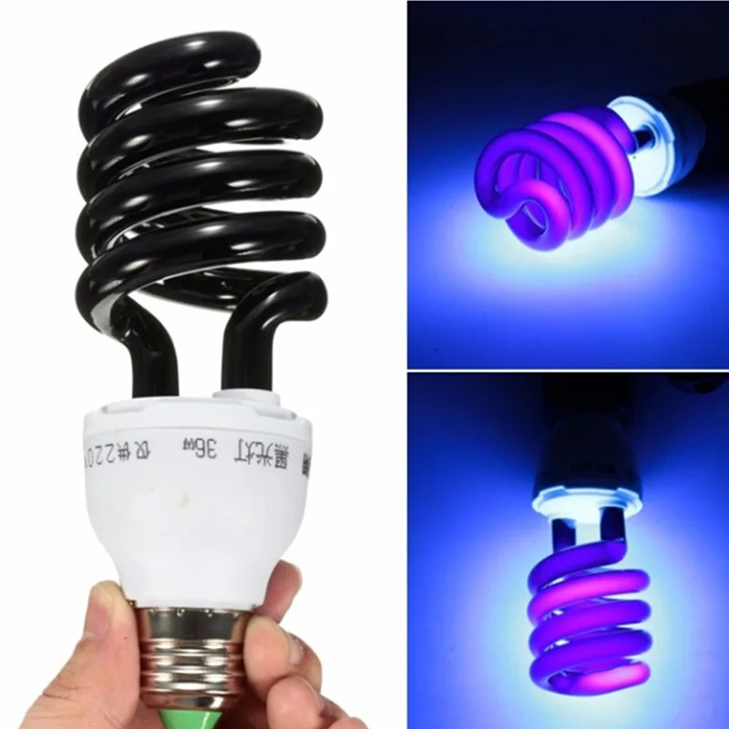 15 Вт/20 Вт/30 Вт/40 Вт AC220V E27 энергосберегающие лампы УФ этапе спиральные метчики для станка лампа черный свет УФ фиолетовый свет яркий пакет