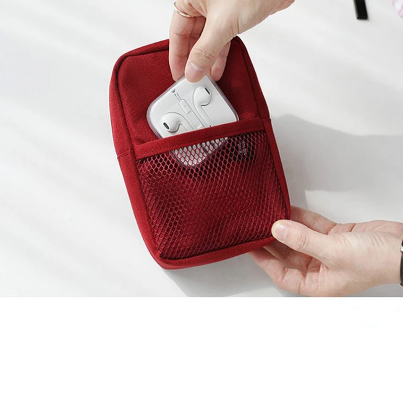 prativerdi Mini Zippered Lock Sqaure Storage Bag Headset box for Earphone Case SD Cards USB Power Bank Charger Travel Organizer2