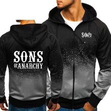 SOA Sons of anarchia/Детская толстовка с градиентом SAMCRO, уличные мужские толстовки-худи, куртка на молнии, Мужская Флисовая спортивная одежда, мужская толстовка с капюшоном