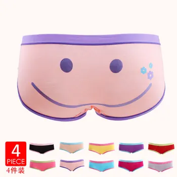 

Cute girl cuecas cartoon knickers color lady briefs waist girls underwear smiling kawaii cartoon panties gift box 4 underpants