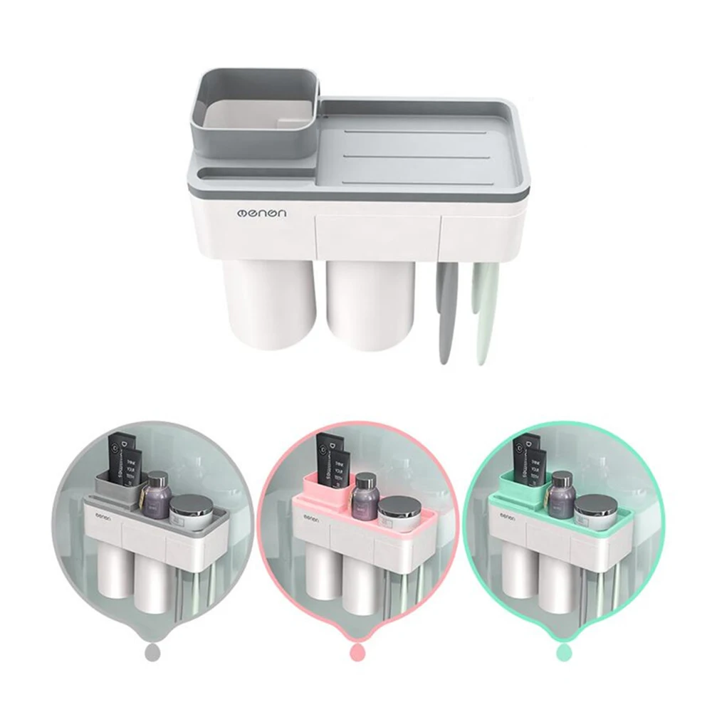 Настенный держатель для зубных щеток ECOCO, стойка для хранения в ванной, многофункциональный органайзер для ванной комнаты с держателем для телефона, две/три чашки