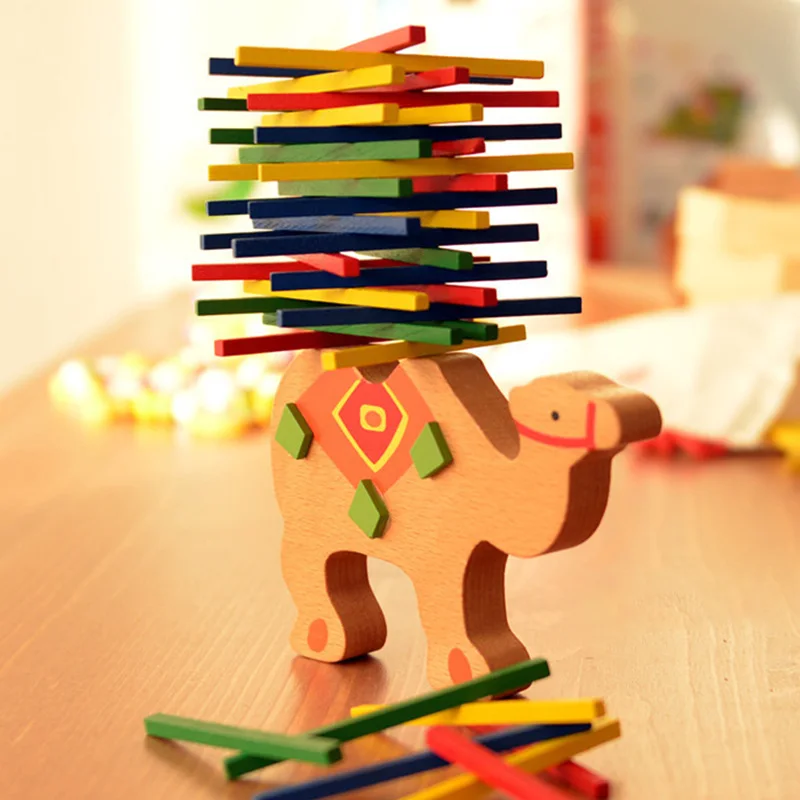 Детские деревянные образовательные игрушка животное балансирующие блоки Слон/верблюд строительные блоки баланс игры Монтессори блоки подарок для ребенка - Цвет: Camel