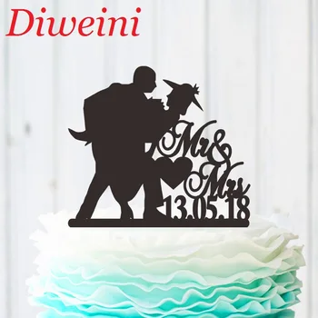 

Mr and Mrs Wedding Cake Topper, Personalized Date Cake Topper,Custom Country Boy Cake Topper, Acrylic Cake Topper With Date