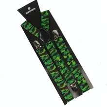 Новая мода 1 дюйм широкий зеленый для мужчин и женщин унисекс клип-на камуфляж подтяжки рубашка подтяжки камуфляж печати эластичные подтяжки