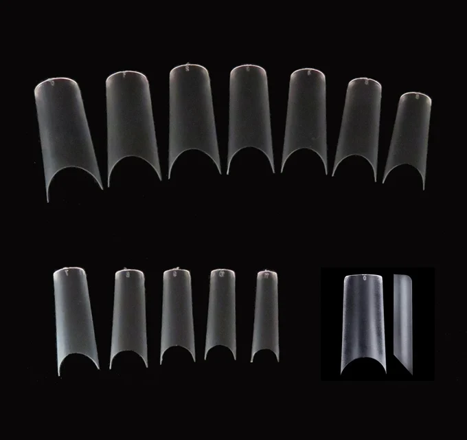 

504 Pcs Ultra Thin Tapered Square Nail Tips C Curve Half Cover False Nail Tip ( Clear / Natural )
