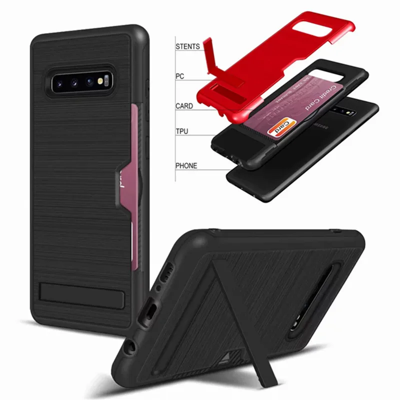 

Armor Case For Samsung Galaxy S10 Plus Slide Wallet Card Slots Holder Phone Cover For S8 S9 Note 8 9 TPU+PC Protective Coque