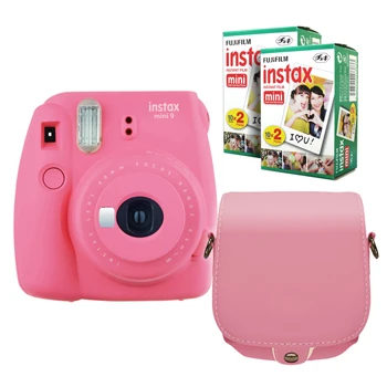 Fujifilm Instax Mini 9 Моментальное фото Камера серии+ Fuji Instax Mini Instant 40 пленка+ чехол из искусственной кожи сумка - Цвет: Flamingo Pink