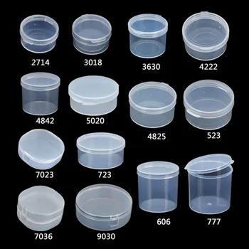 

Many Sizes Round Clear Plastic Containers Beads Crafts Jewelry Display Storage Boxes Accessories Tools Case With Lid Transparent
