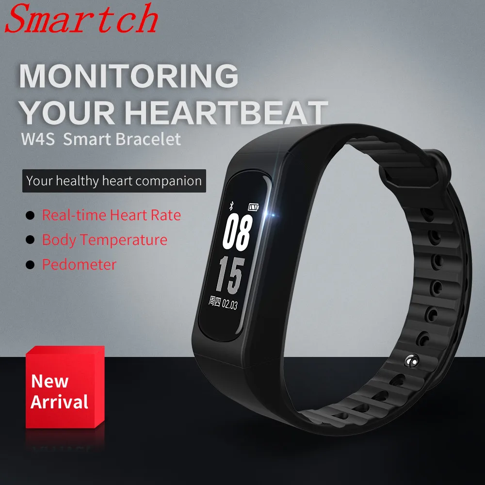 

Smartch Smart band smart WristBand W4S ECG PPG Heart rate Blood Pressure measurement Pedometer Calorie Sport Bracelet For iOS An