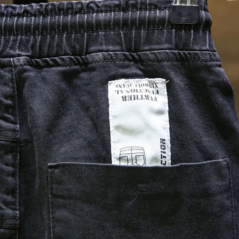 80% OFF 2019 fashion Male High-grade pure cotton Casual harem jeans / Men Elastic waistline lace-up jeans /Man premium brand tight jeans