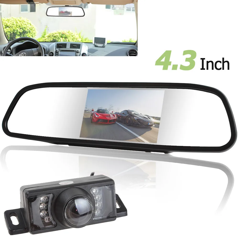 

Parking Kit With 4.3" TFT LCD Display Car Rear View Mirror Monitor + 7 IR Night Vision RearView Reversing Backup Camera