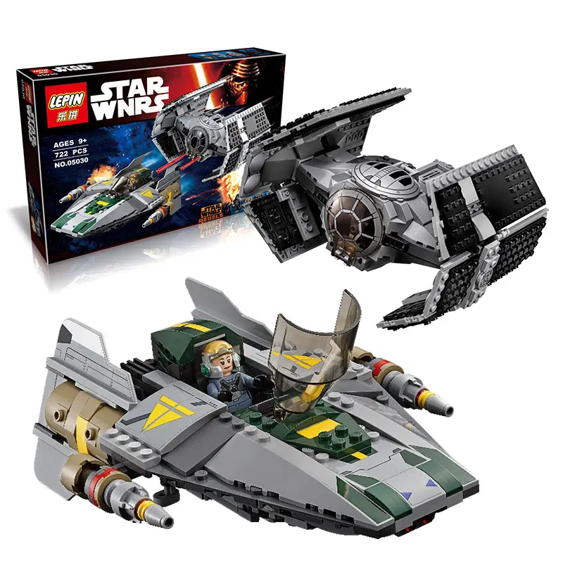 722Pcs 05030 font b LEPIN b font Star Wars Vader Tie Advanced VS A wing Starfighter