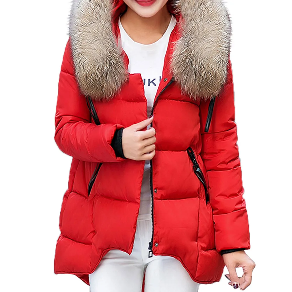 Winter Parkas jackets Women Clothing Fashion Casual Slim Thick Fur Collar Warm Hooded Outwear Coats Parkas With Hooded Overcoats