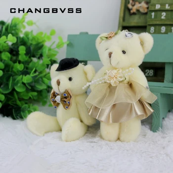 

2 pcs/lot Gentle Bear Stuffed Toys Gift For Weeding 12cm Couples Bear Plush Toys Home Decor Stuffed Plush Animals pelucias