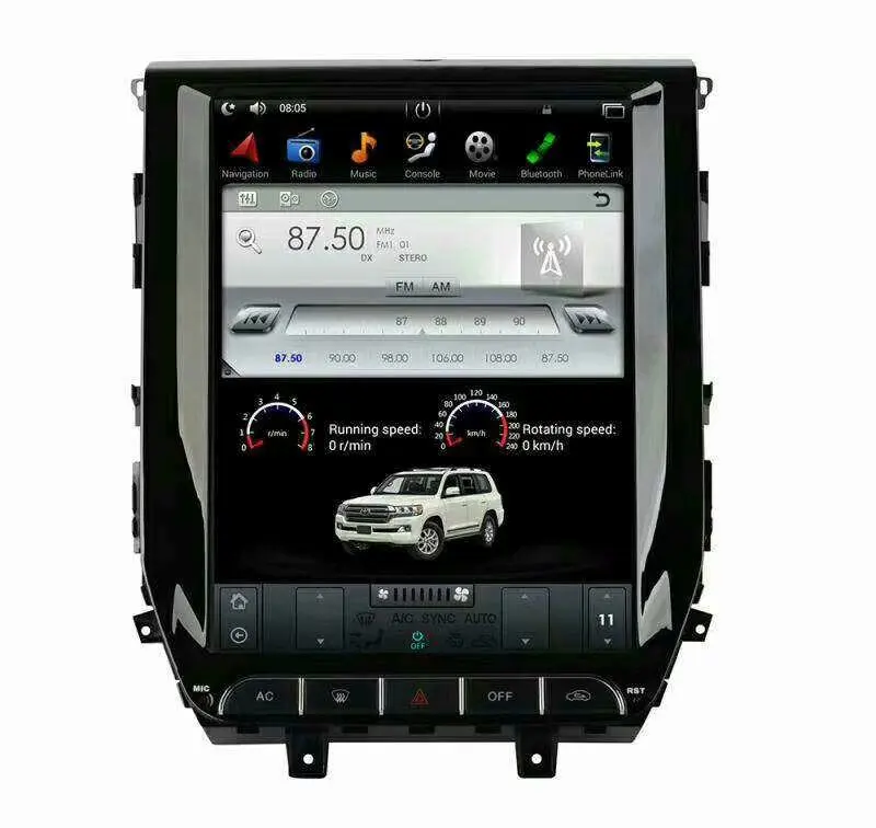 12," android 7,12 автомобильный dvd gps плеер для TOYOTA LAND CRUISER LC200 с вертикальным автомобильный сенсорный экран в стиле Tesla Стиль Автомобильное Радио стереосистема