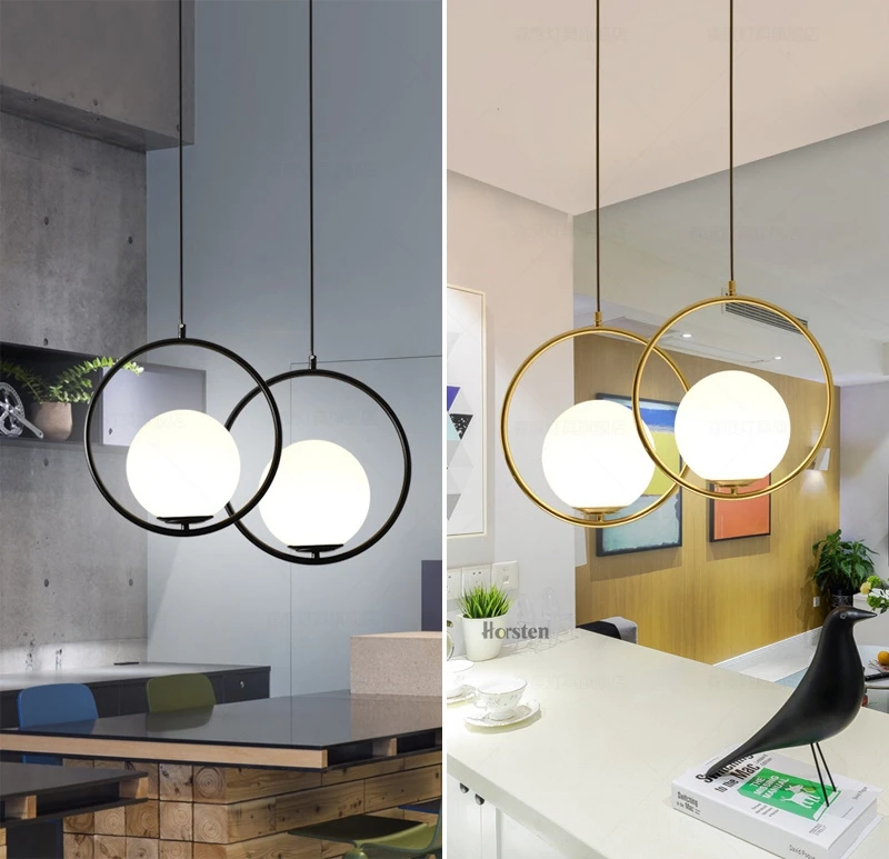 Nordic Simple Circled Glass Ball Pendant Lights LED E27 Loft Modern Hanging Lamp for Parlor Dining Room Bedroom Bar Restaurant (7)