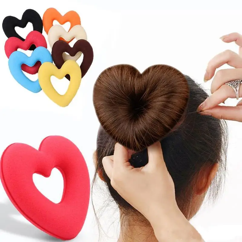 

1pc Women Hair Donut Bun Heart Maker Magic Foam Sponge Princess Hairstyle Hairbands Sponge Bract Head Meatball Hair Styling Tool