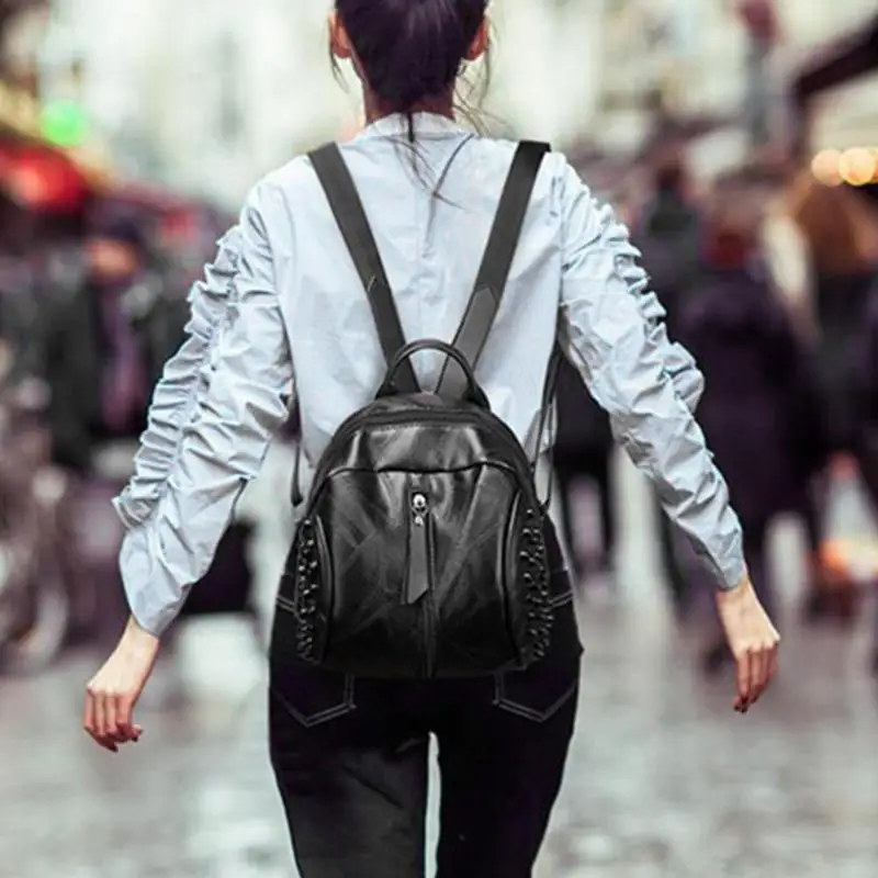 Уличный стиль панк, женские маленькие рюкзаки с заклепками, сумка из искусственной кожи, сумка для девочек-подростков, школьная сумка в консервативном стиле, Mochila Feminina