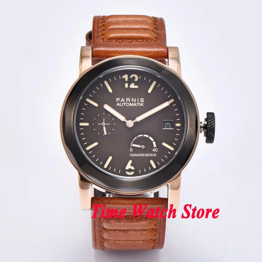 

Parnis 44mm coffee dial golden/PVD case Sapphire Glass ST2530 Automatic movement Men's watch 692