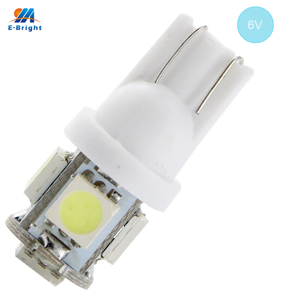 

YM E-Bright 10X T10 194 168 W5W 6V 6.3V 5050 5 SMD 5 LEDs LED Light Bulb Clearance Light Parking Light Indicator Reading Lamps