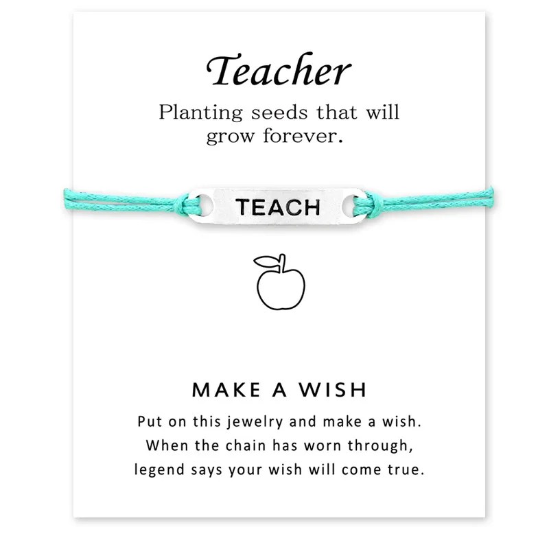 

Teacher Gift Teaching Letters Charm Bracelet Simple 4 Color String Charm Bracelet Jewelry Female Teacher's Day