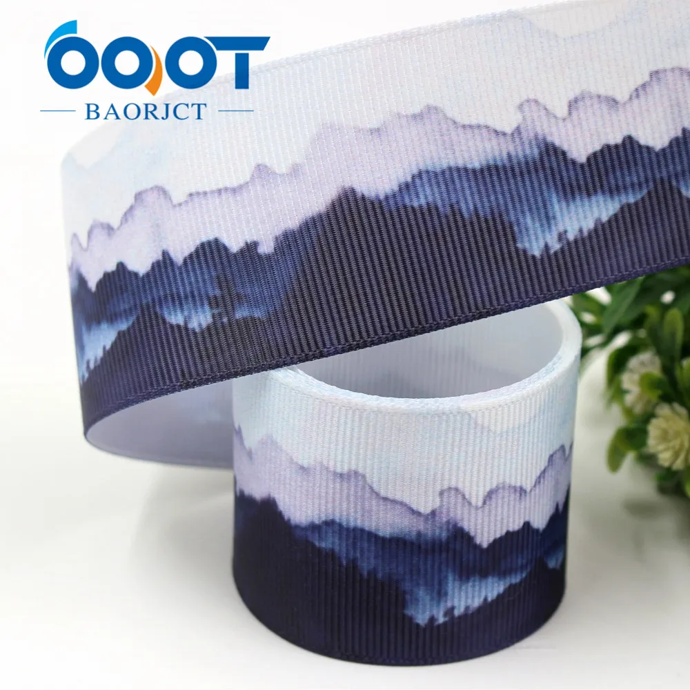 OOOT BAORJCT I-19306-531 38 мм 10 ярдов пейзаж термопечать ленты grosgrain бант колпачок DIY