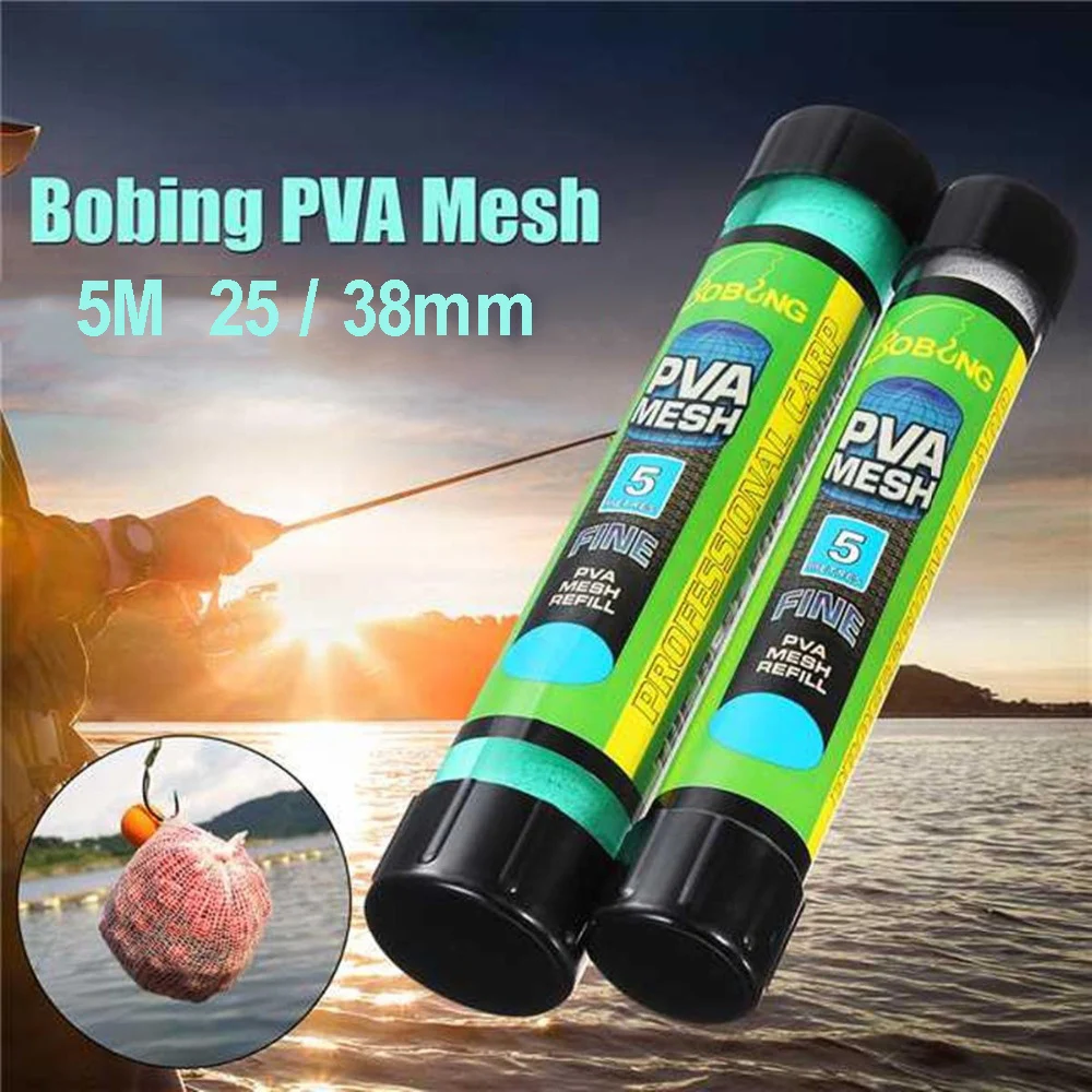 

5M PVA Soluble Narrow Fishing Net Network Refill Stocking Bait Bag PVA Water Dissolving Multifilament Mesh Fishing Feeder