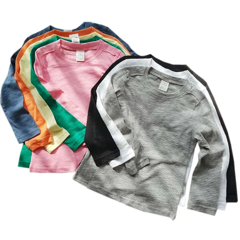 

4 to 16 years kids & teenager boys girls long sleeve cotton casual basic t-shirt child fashion spring fall multi color t shirts