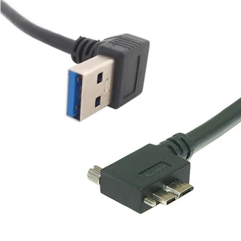 

Down Direction Angled 90 Degree USB 3.0 A plug to Micro B Plug Right Angled locking screws Panel Cable 40cm