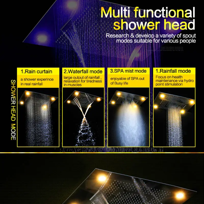 Dcan Multi Function Rainfall Shower Heads Led Light Remote Control Dcan Multi Function Rainfall Shower Heads Led Light Remote Control Head 600 800mm Ceiling Rain Waterfall Mage In From Home