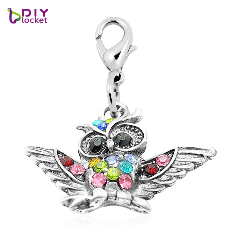 Fashion Charms 20PCS "Owl" dangles necklace pendants fit floating charm