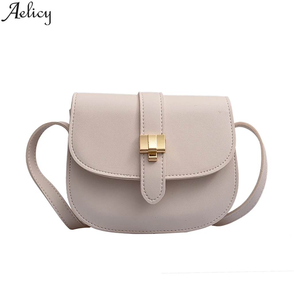 

Aelicy Women Fashion Saddle Pu Leather Solid Cover Bag Casual Small Square Shoulder Bag Designed Messenger Bag Hot Sales