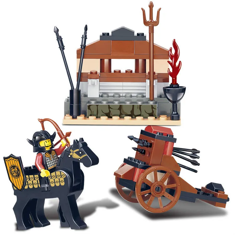 

Sluban Three Kingdoms Castle Series Knight With Horse Action Figures Crossbow Weapon Minifigures Model Building Blocks Set